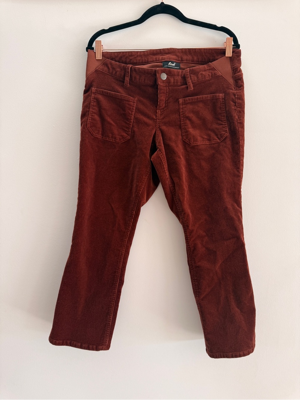 Maternity Corduroy Stretch Pants in Deep Rust. Medium